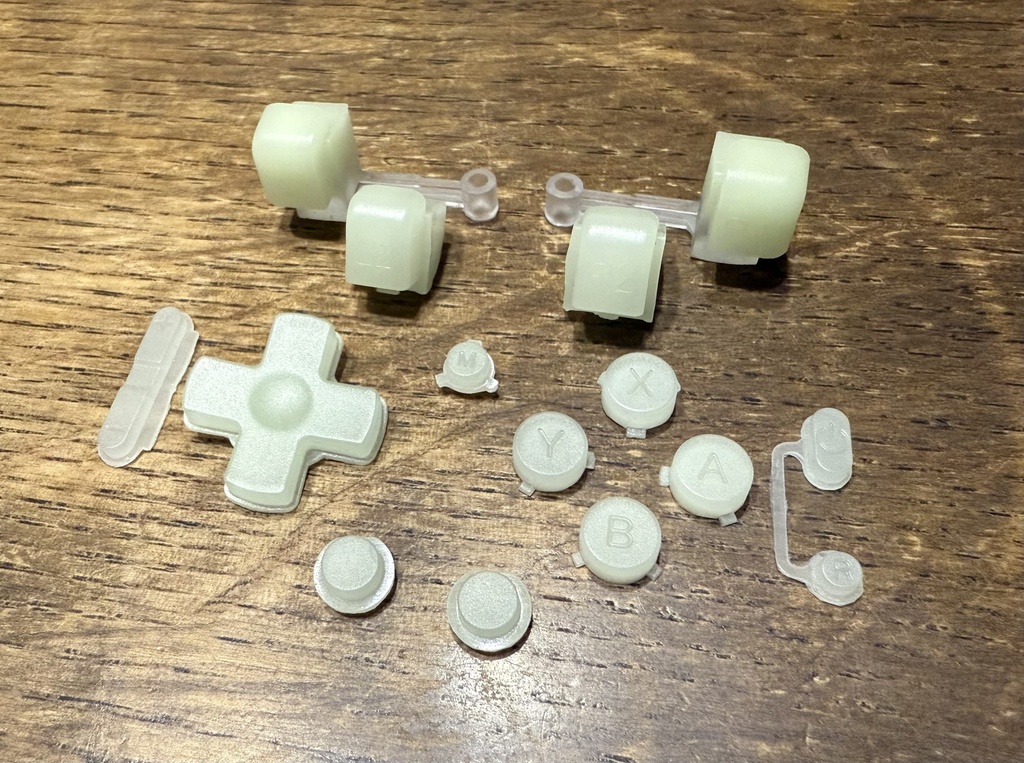 RG35XX SP用 ボタンフルセット クリアー+蓄光