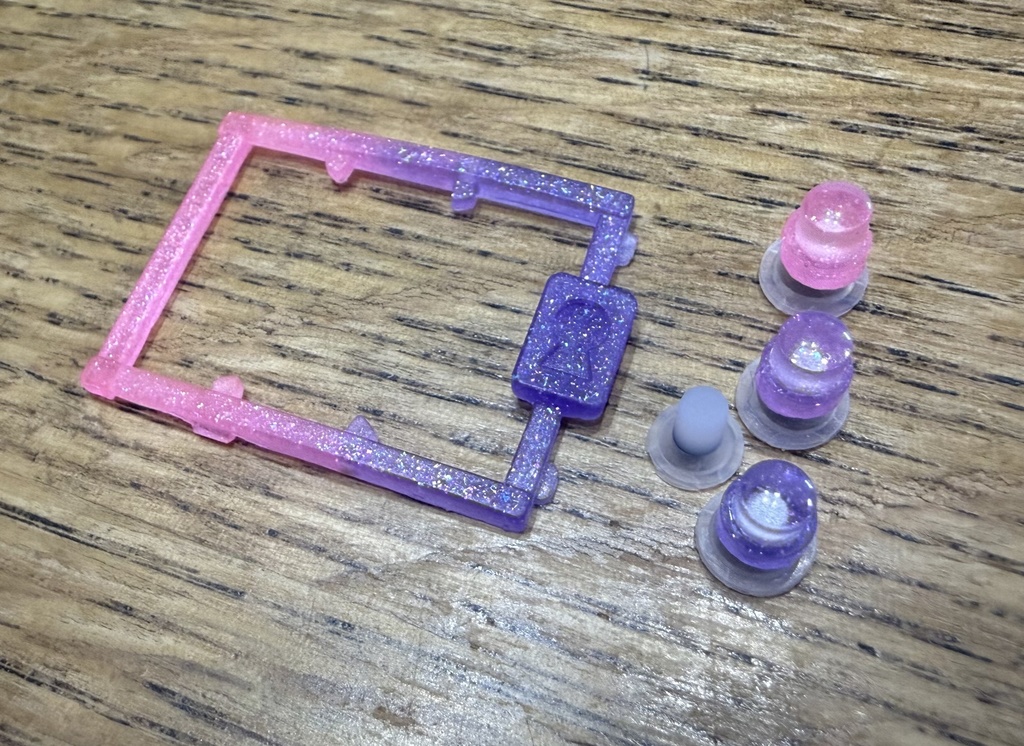 【即日発送】デジタルモンスター ver.1 ~ver.5(Color対応) 用 ボタンセット ピンク×パープル グラデーション(ラメ仕様)