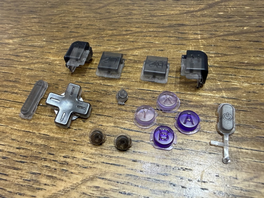 MiyooMini Flip 用 ボタンセット クリアブラック ＆ SNESクリアカラー