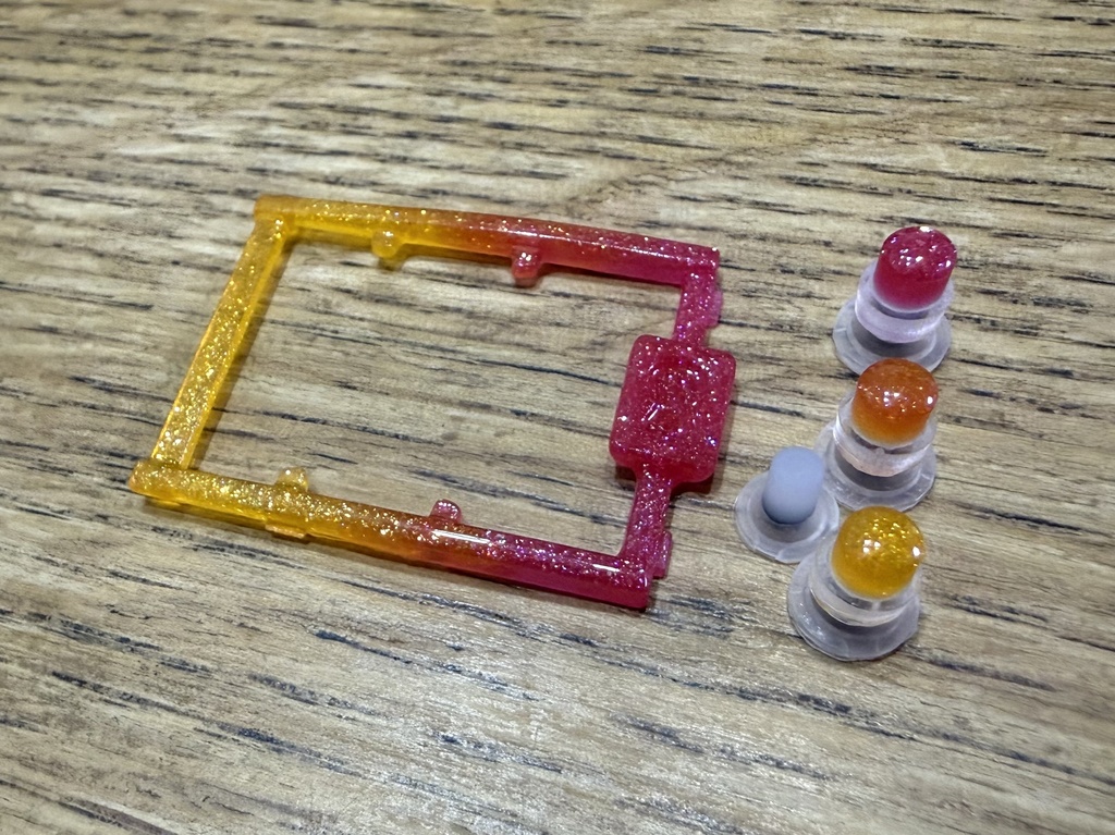 デジタルモンスター ver.1 ～ver.5(Color対応) 用 ボタンセット オレンジ×レッド ラメ グラデーション (光沢仕様)