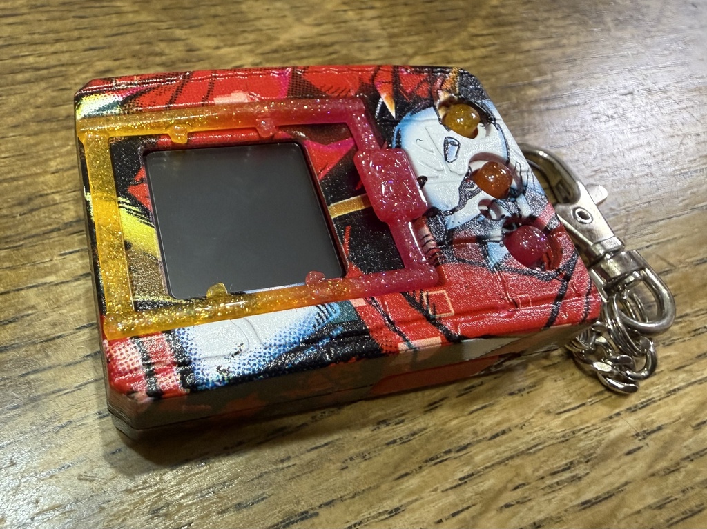 デジタルモンスター ver.1 ~ver.5(Color対応) 用 ボタンセット オレンジ×レッド ラメ グラデーション (光沢仕様)