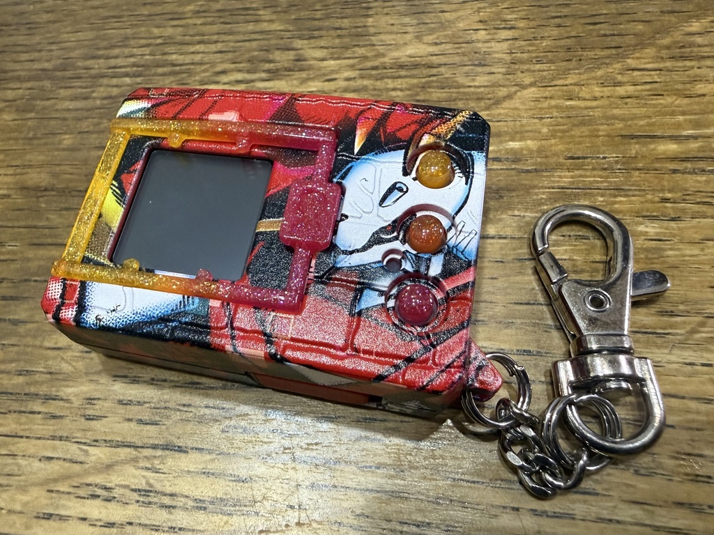 デジタルモンスター ver.1 ~ver.5(Color対応) 用 ボタンセット オレンジ×レッド ラメ グラデーション (光沢仕様)