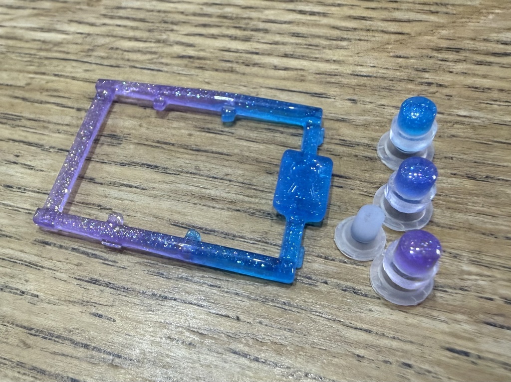 デジタルモンスター ver.1 ～ver.5(Color対応) 用 ボタンセット パープル×ブルー ラメ グラデーション (光沢仕様)