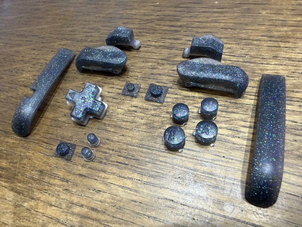 RG34XX 用 ボタンセット クリアブラック ラメ