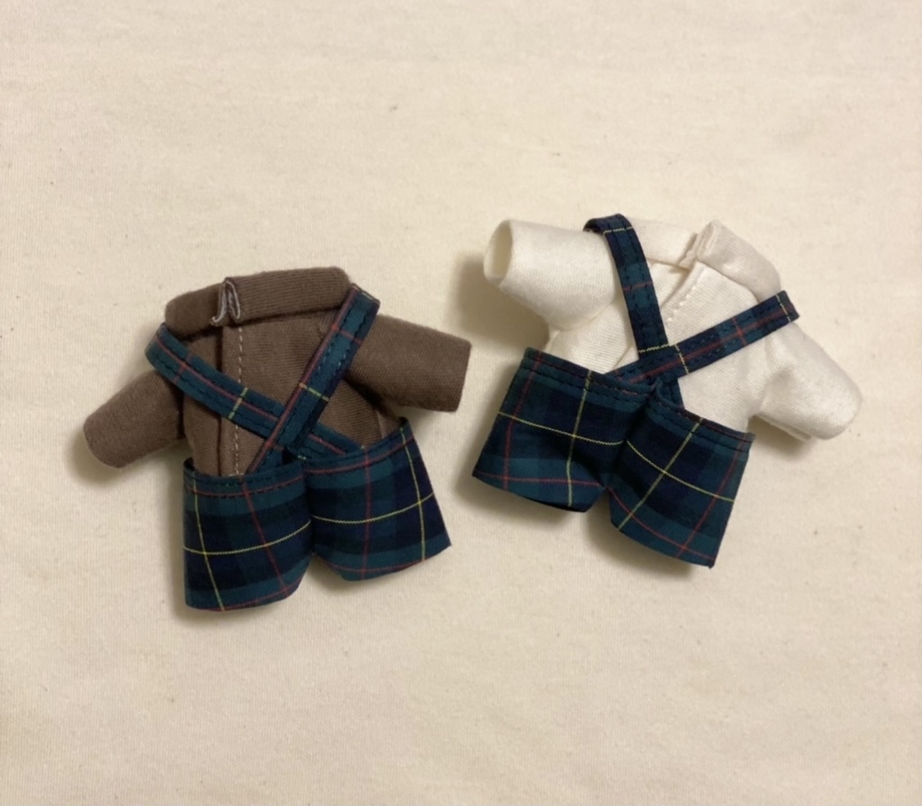 くまさんオーバーオール&タートルネック 緑チェック