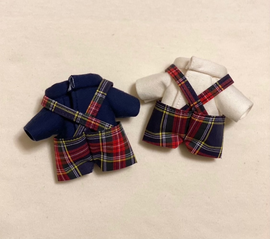 くまさんオーバーオール&タートルネック 紺チェック