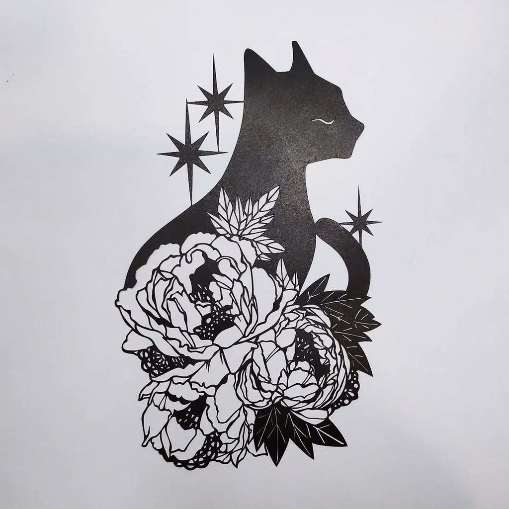 猫×牡丹【フレーム付】