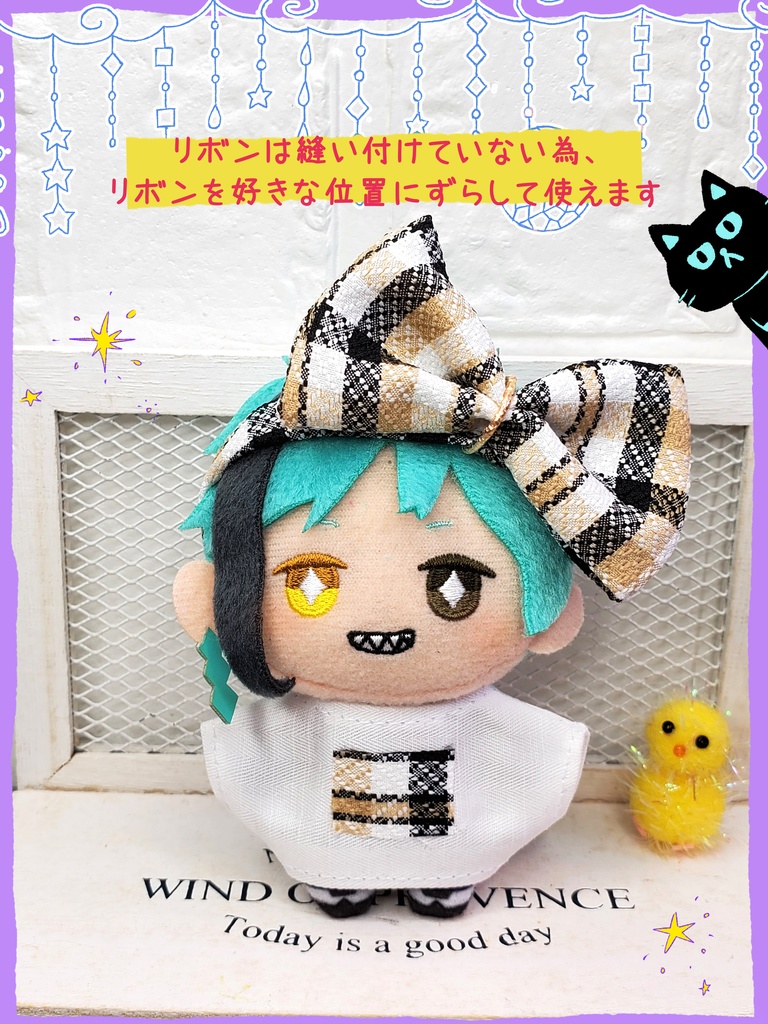 リボンヘアバンド&Tシャツセット(チェック)