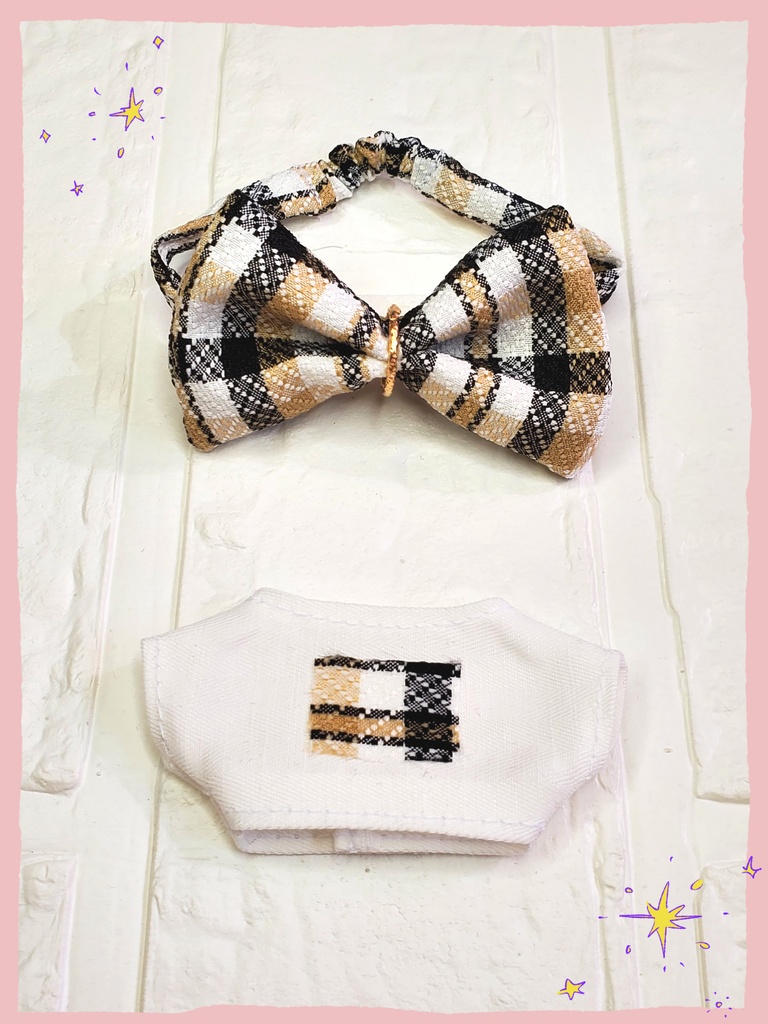 リボンヘアバンド&Tシャツセット(チェック)