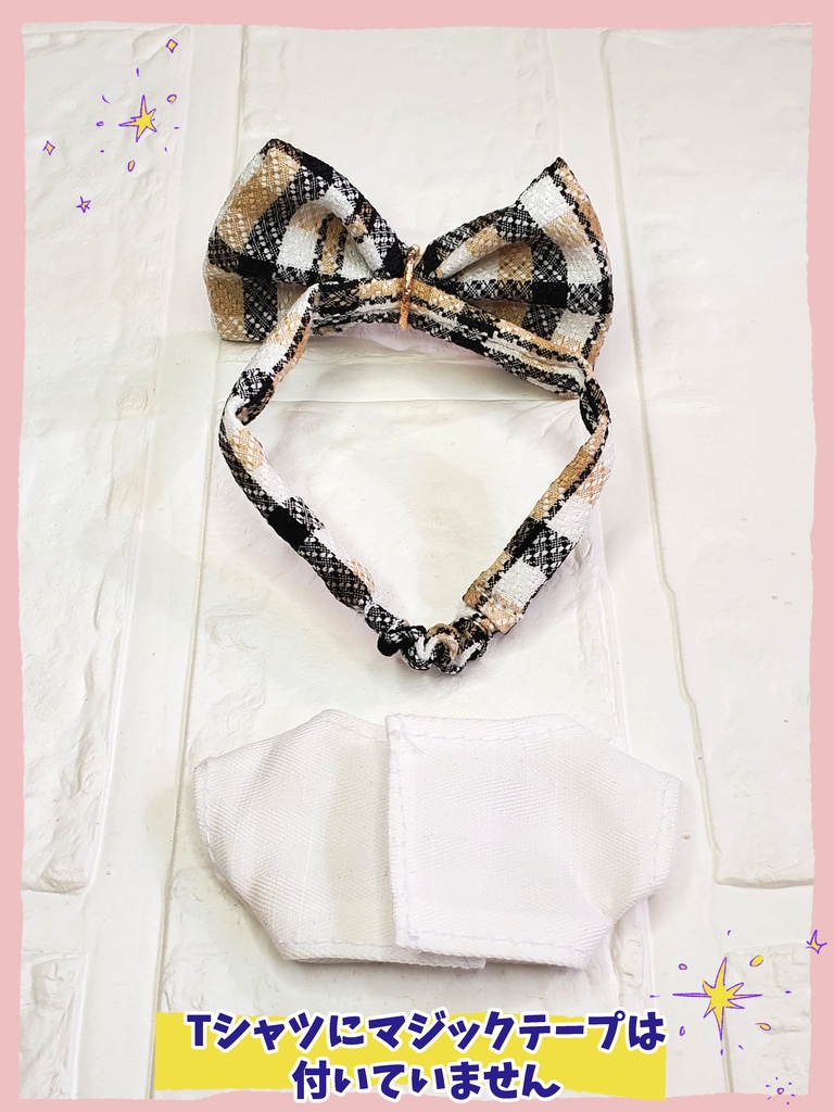 リボンヘアバンド&Tシャツセット(チェック)