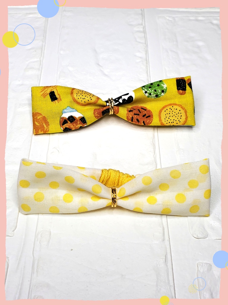 ねこせんべい&水玉柄ヘアバンドセット🐈🍘(Yellow)