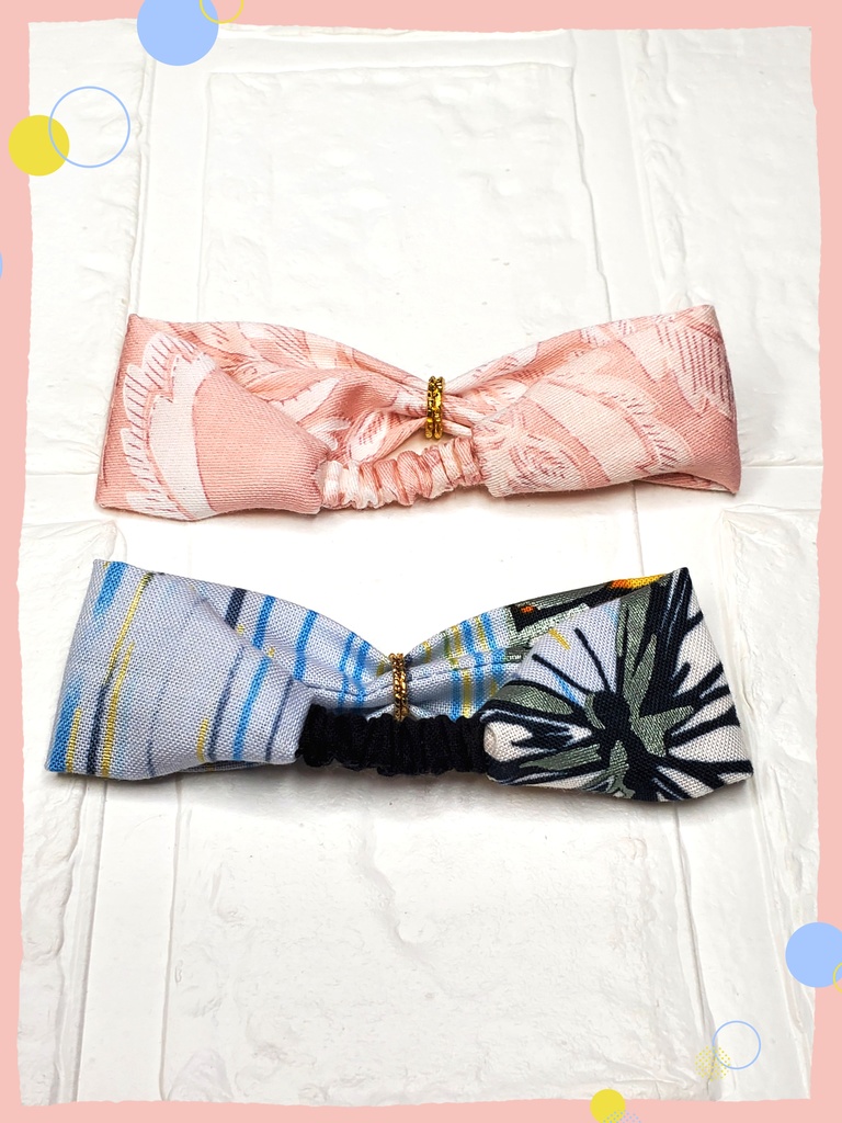 蝶柄&シルキーピンクヘアバンドセット