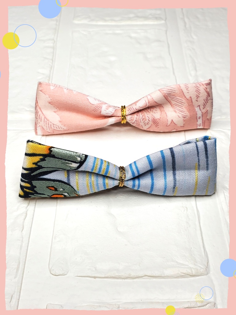 蝶柄&シルキーピンクヘアバンドセット