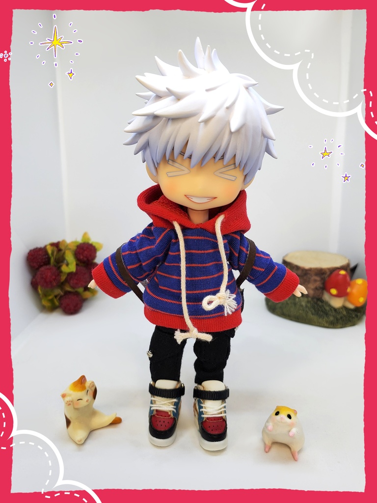 ドール(オビツ11)10cmぬい用 赤チェックリュック