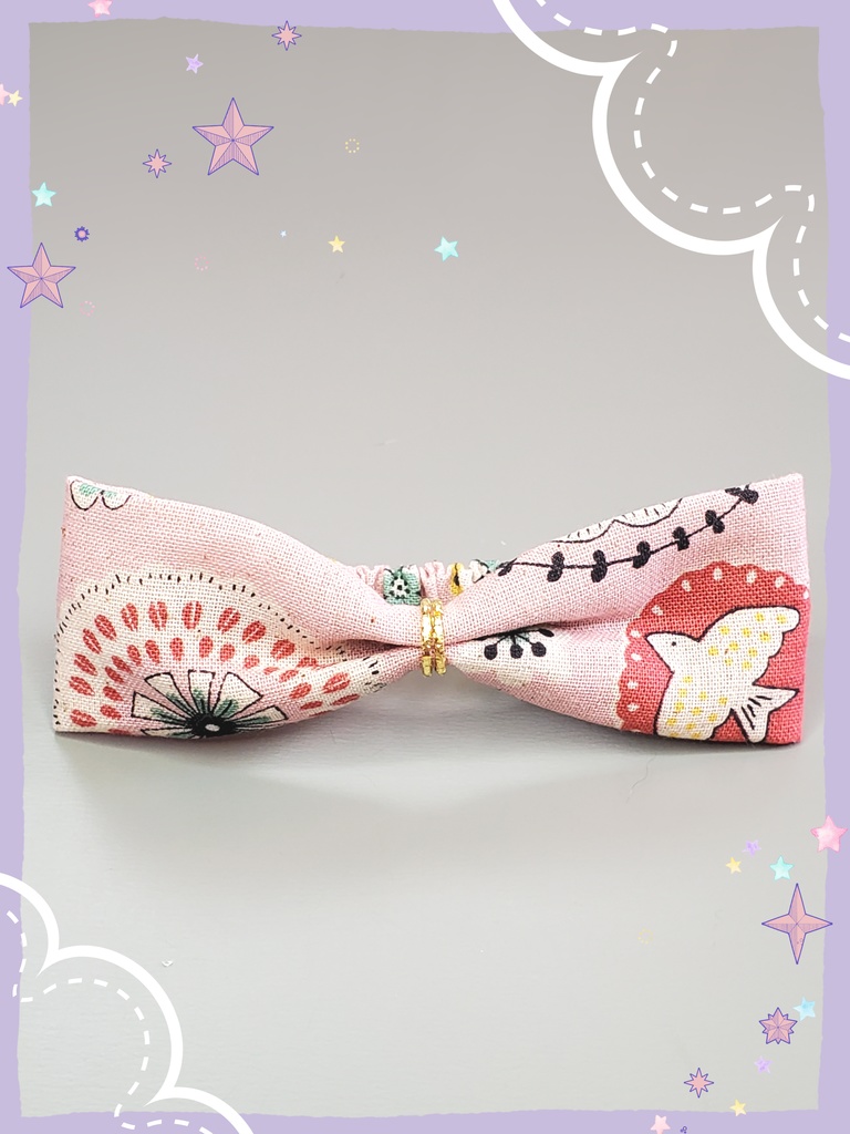 10㎝ぬい ピンクヘアバンド(花&鳥)