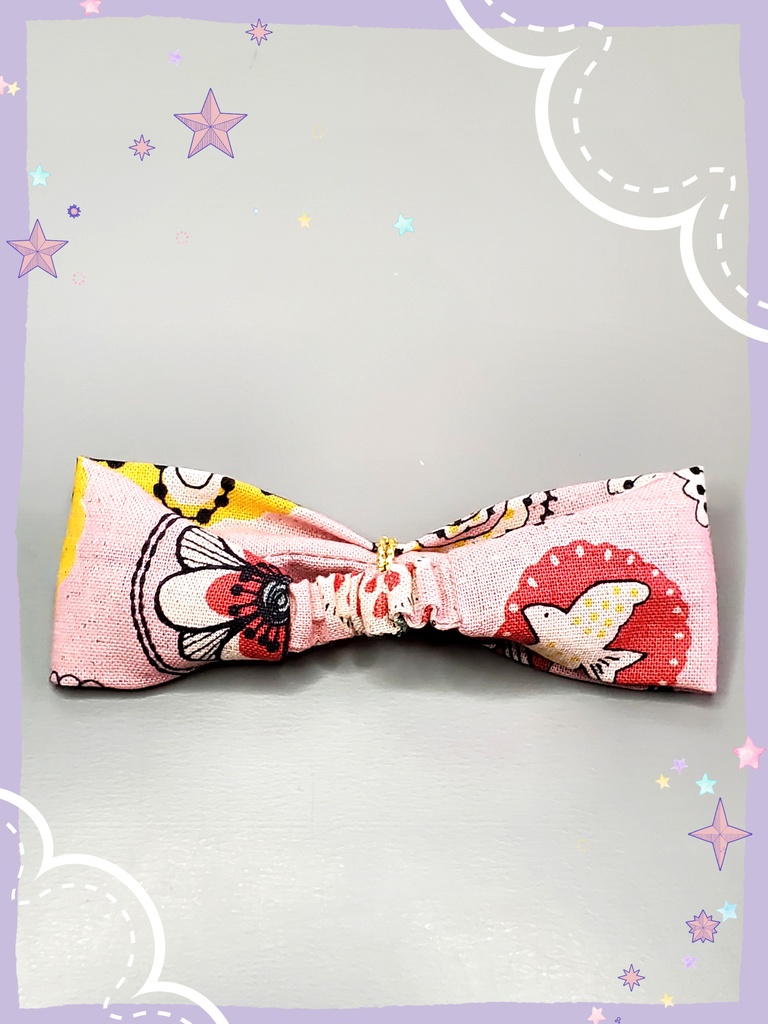 10㎝ぬい用 ピンクヘアバンド(花&鳥)