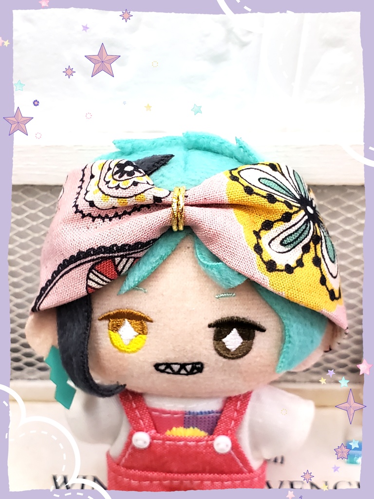 10㎝ぬい用 ピンクヘアバンド(花&鳥)