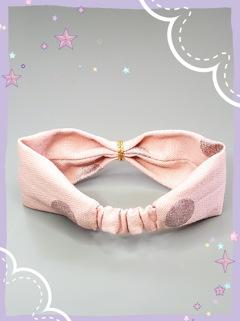 10㎝ぬい用 ピンク水玉ヘアバンド