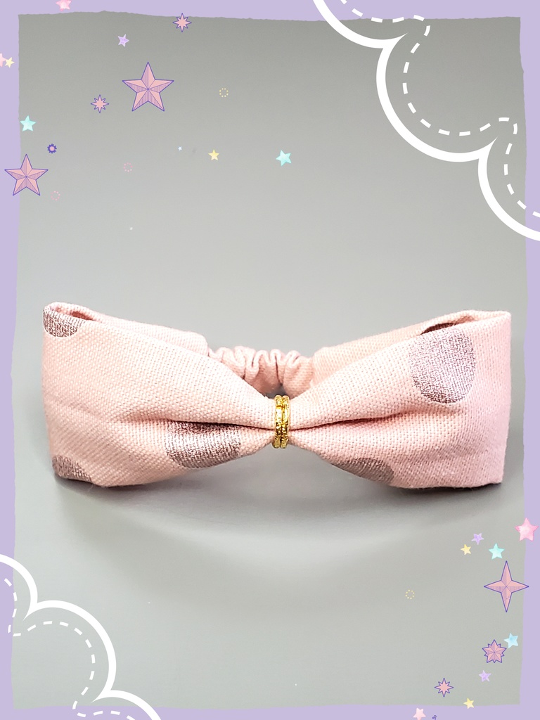 10㎝ぬい用 ピンク水玉ヘアバンド