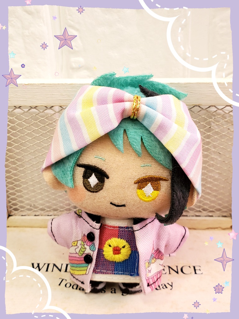 10㎝ぬい服 ゆめかわストライプヘアバンド