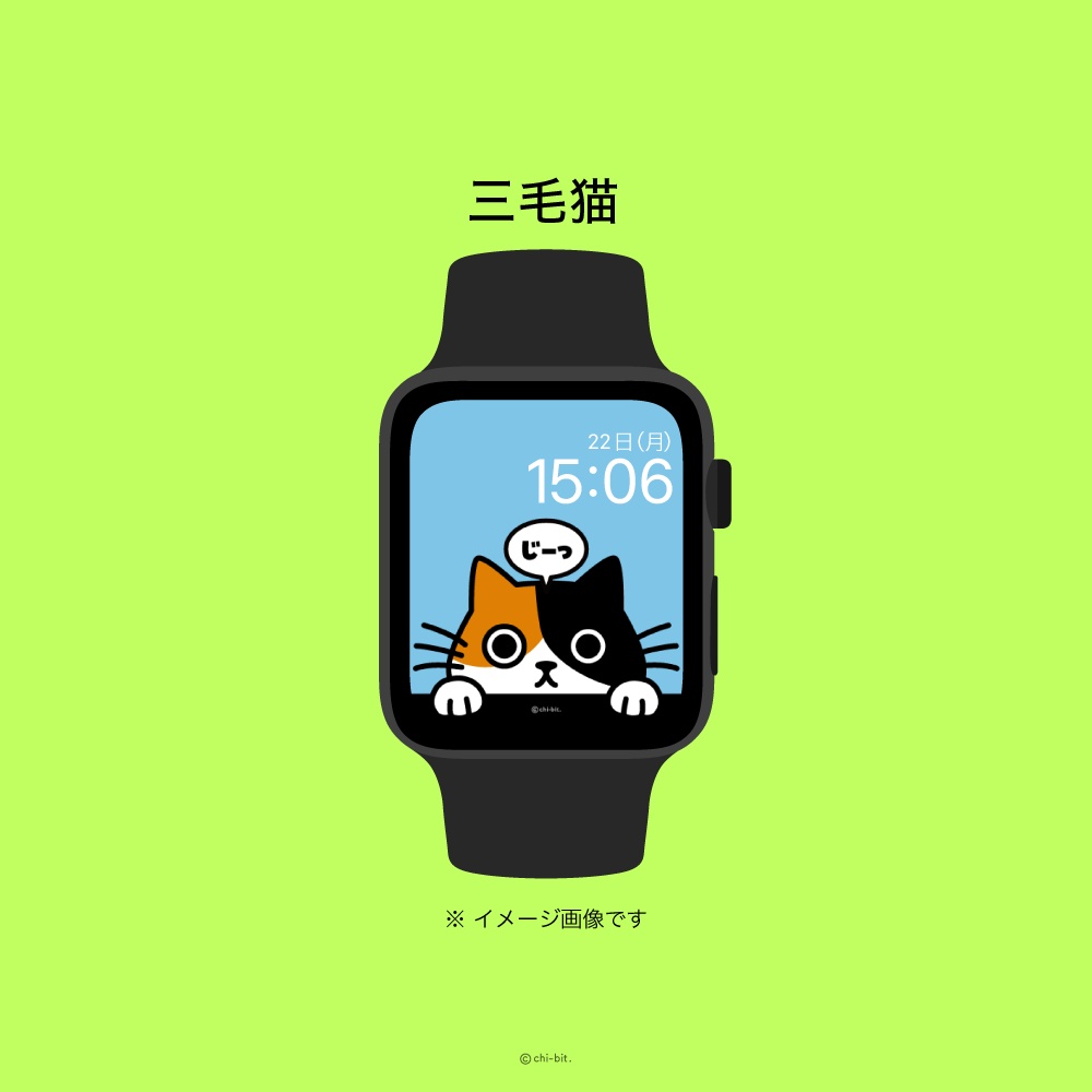 じーっと見る猫 Apple Watch 用イラスト
