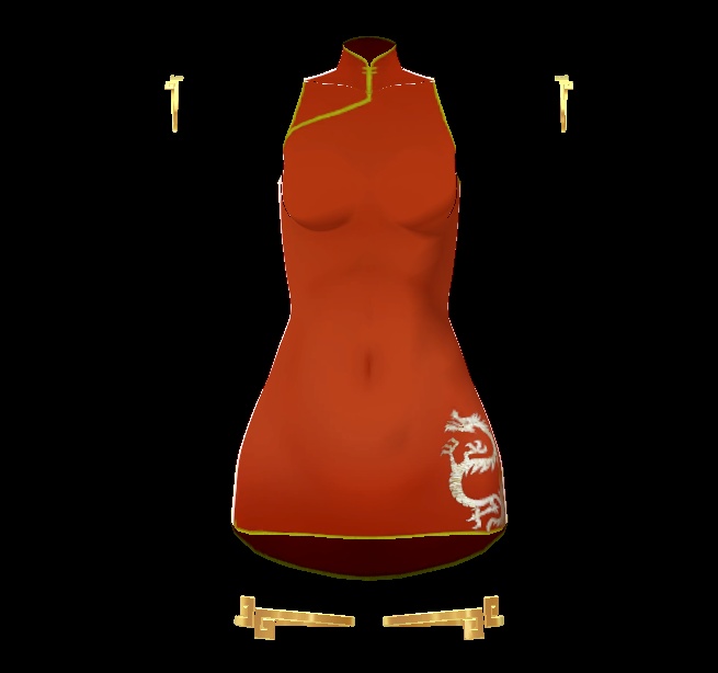 超ミニ丈チャイナドレス【「レナ・カクテル-Lena Cocktail-」用衣装3Dモデル】