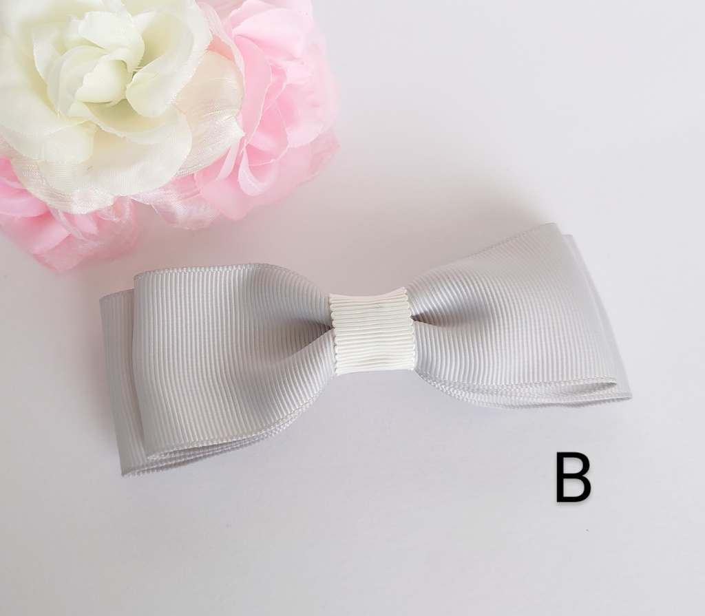 シンプルリボンバレッタ グレー A〜C