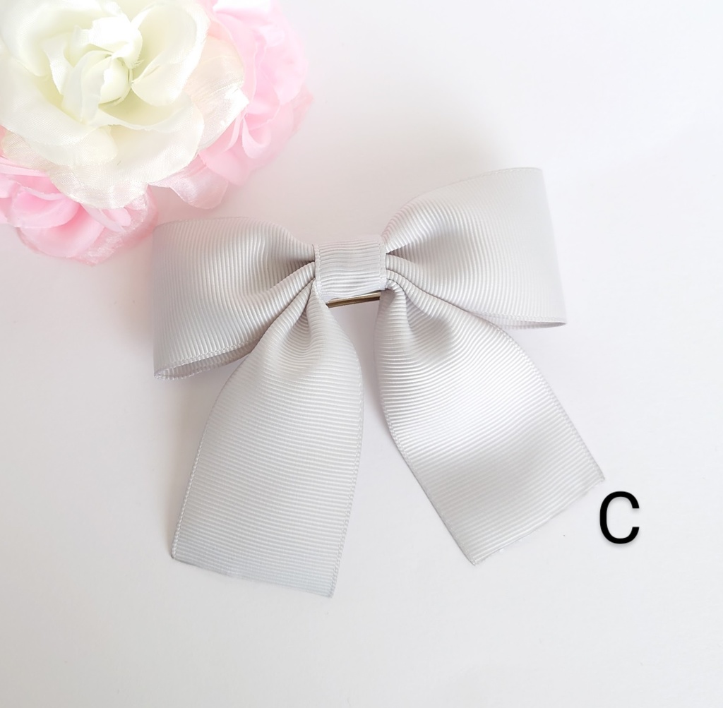 シンプルリボンバレッタ グレー A〜C