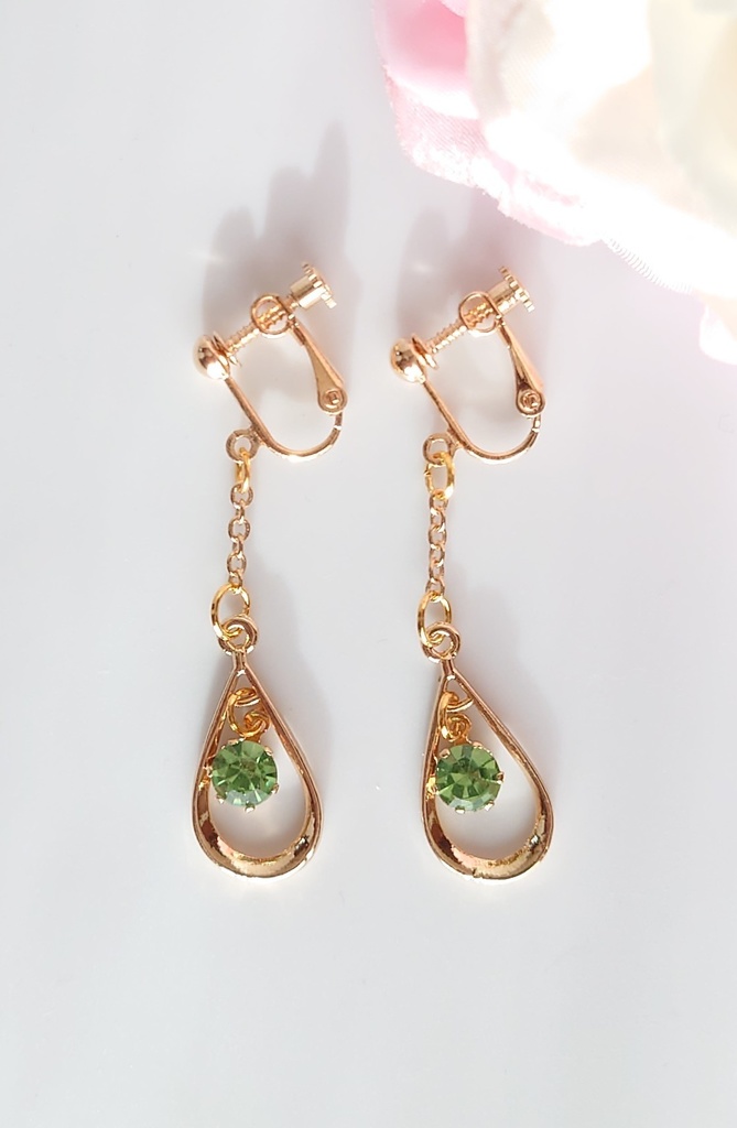 ガラスストーンイヤリング全5色