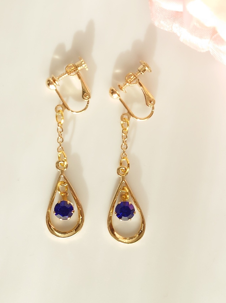 ガラスストーンイヤリング全5色