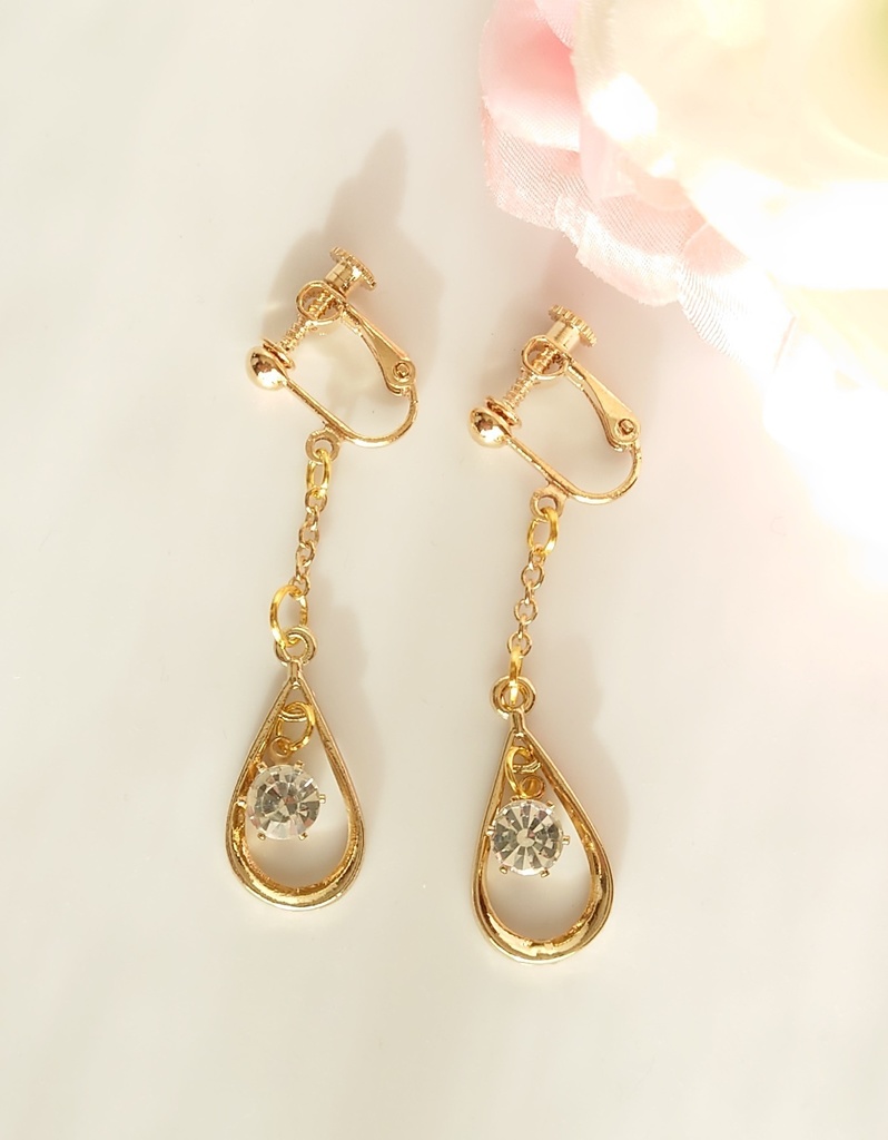 ガラスストーンイヤリング全5色