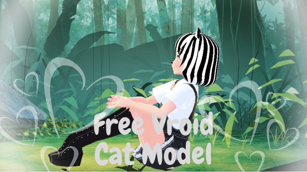 Cat Black/White Vroid Model | ItsHeartsy