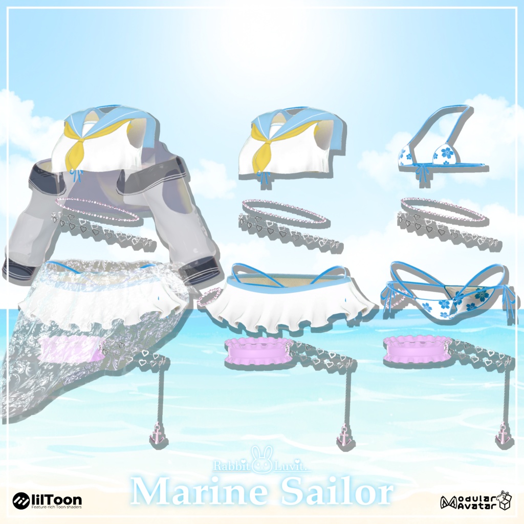 夏だ!海だ!『マリンセーラー水着』(6アバター対応)