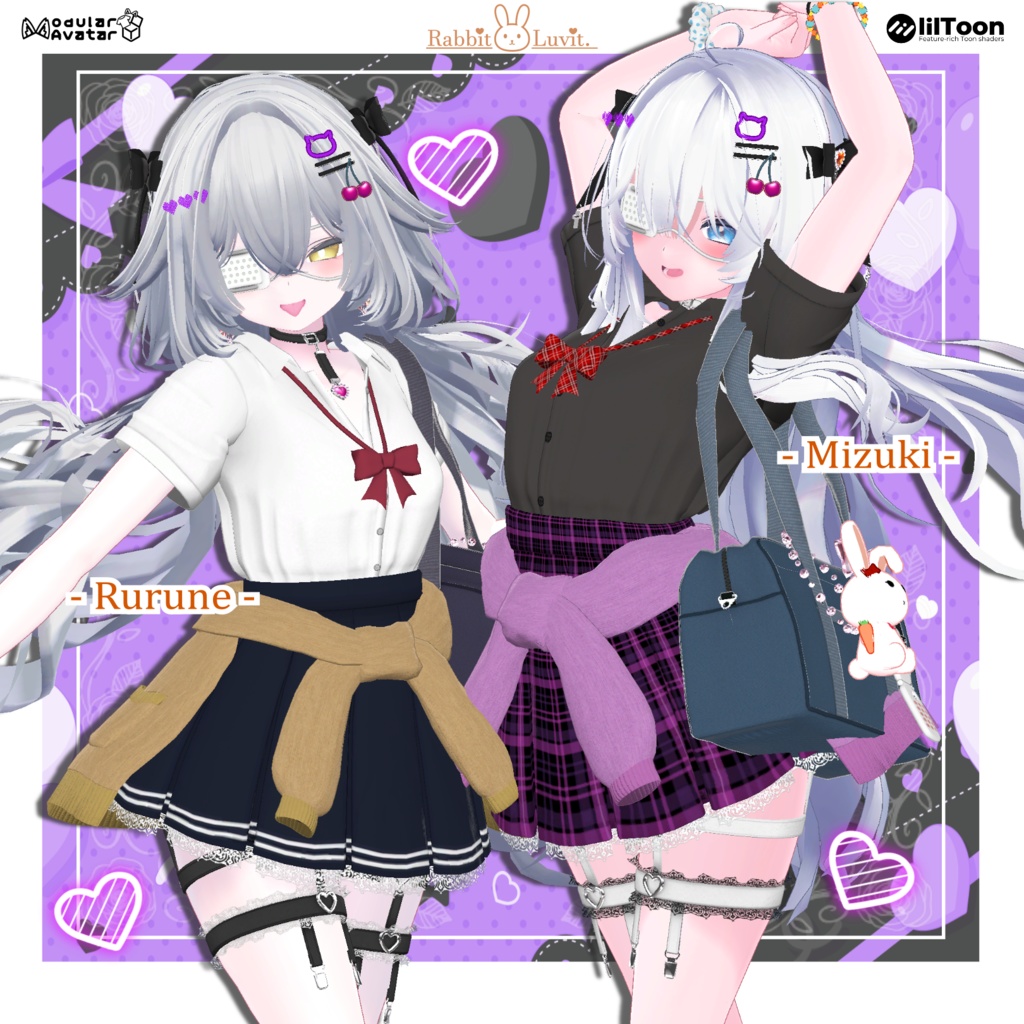 かわいい『JKギャル制服』+ 遅刻パン(10アバター対応)