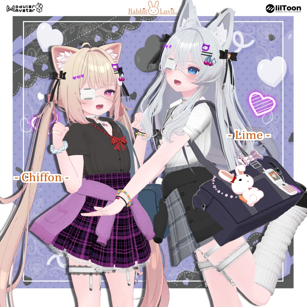 かわいい『JKギャル制服』+ 遅刻パン(8アバター対応)