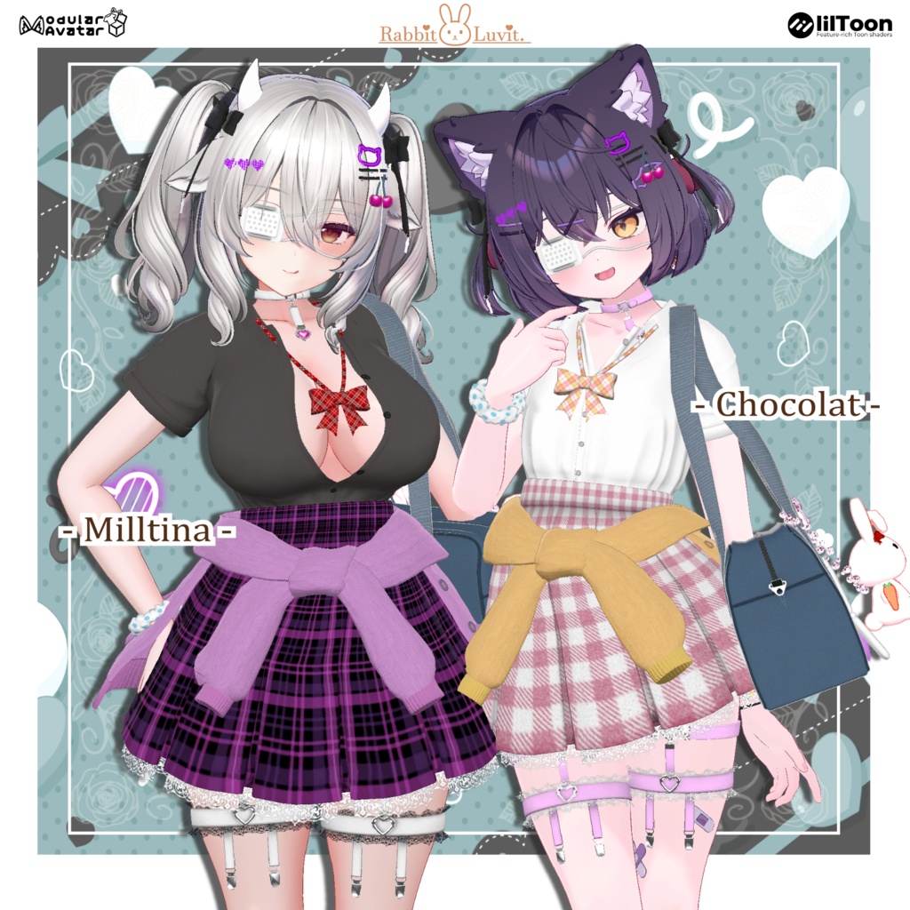 かわいい『JKギャル制服』+ 遅刻パン(8アバター対応)