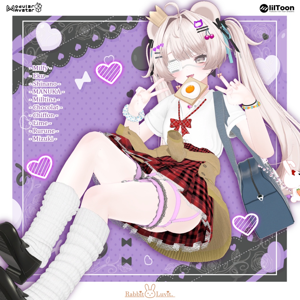 かわいい『JKギャル制服』+ 遅刻パン（10アバター対応）