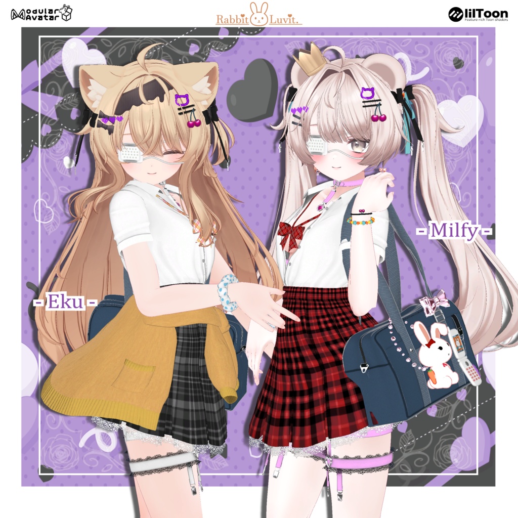 かわいい『JKギャル制服』+ 遅刻パン(8アバター対応)