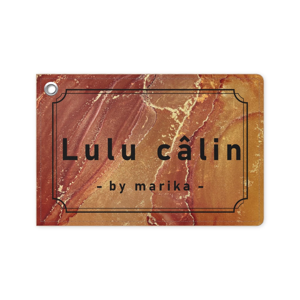 レッド・オレンジ　アルコールインクアート柄パスケース