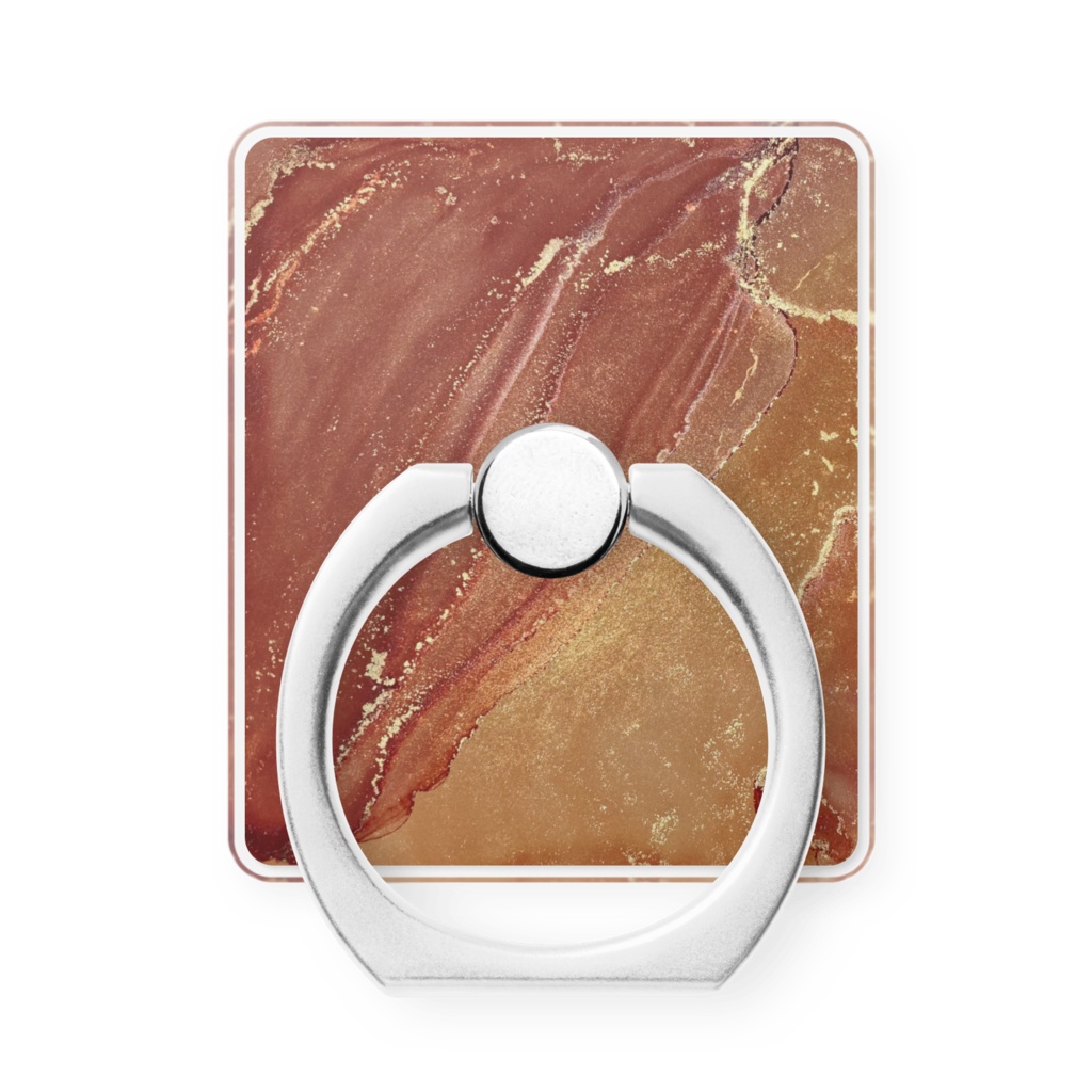 レッド・オレンジ　アルコールインクアート柄スマホリング