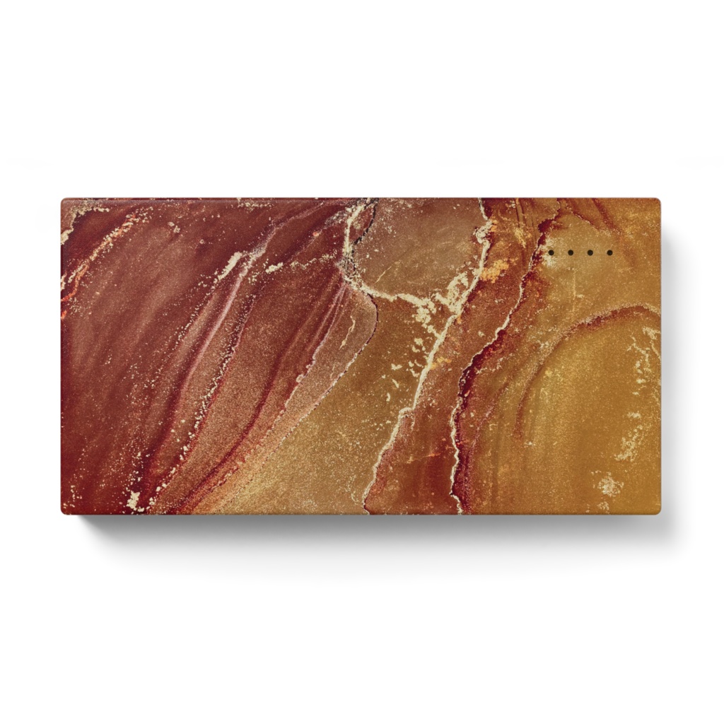 レッド・オレンジ　アルコールインクアート柄モバイルバッテリー