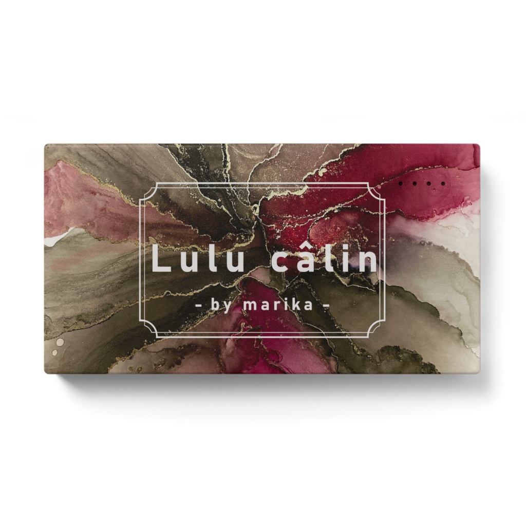 ピンク/グレージュ　アルコールインクアート柄モバイルバッテリー