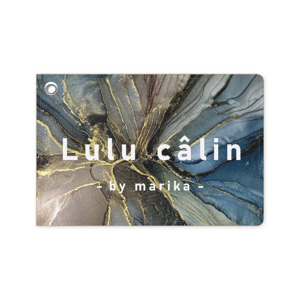 ブルーブラック　アルコールインク柄パスケース