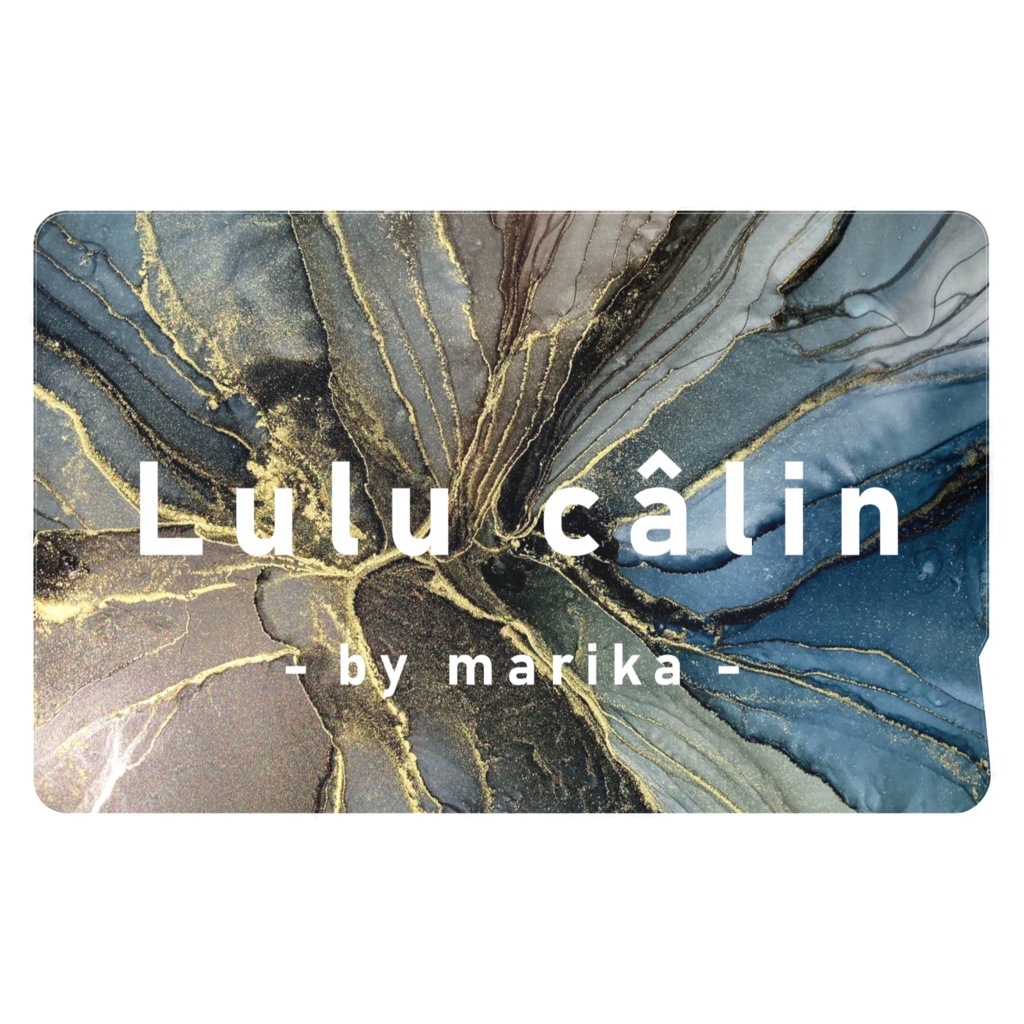 ブルーブラック　アルコールインク柄　ICカードステッカー2枚組