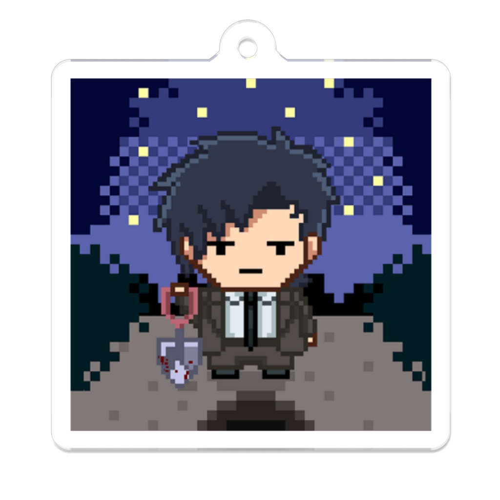 ドット絵安田岡さんアクキー(背景付き)