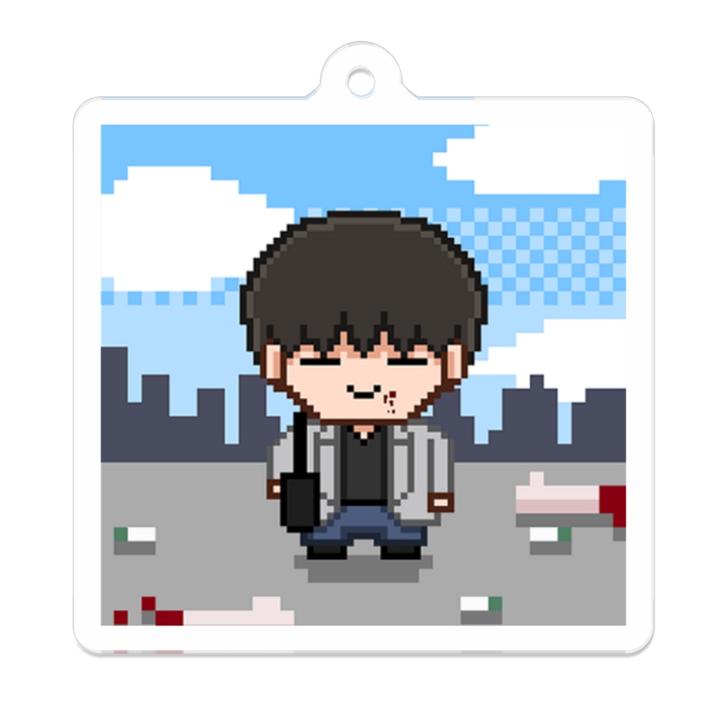 ドット絵サイコくんアクキー(背景付き)