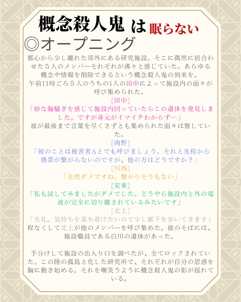 マダミス「概念殺人鬼は眠らない」