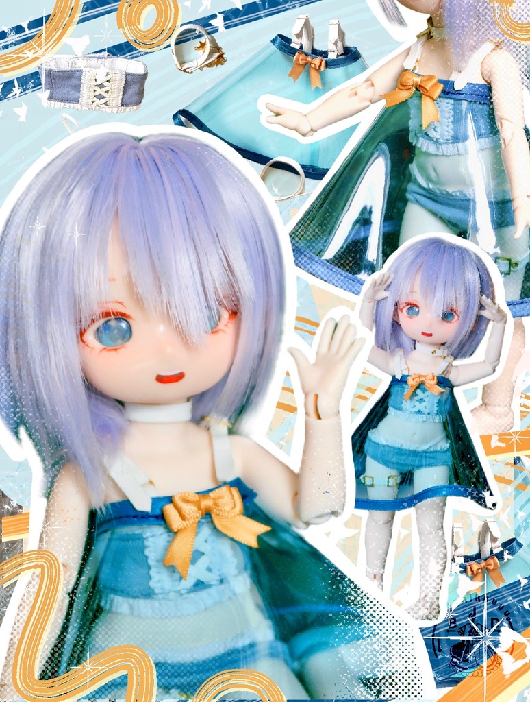 【通販】瑠璃のヴェール(for MDD・SDM・幼SD・Tinyfox・Kumako)1/4 1/6 ドール服 お洋服 水着