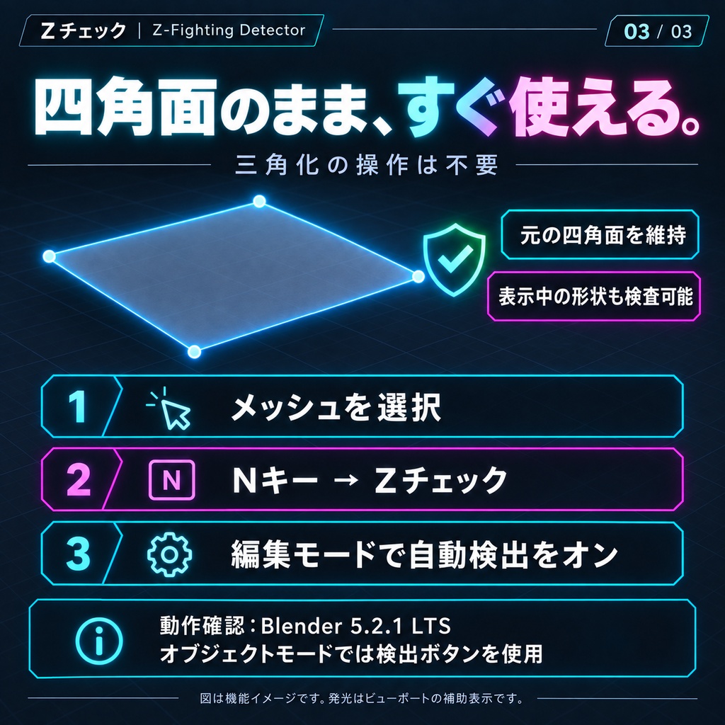 【Blenderアドオン】Zチェック|メッシュ重なり検出・編集モードで自動更新