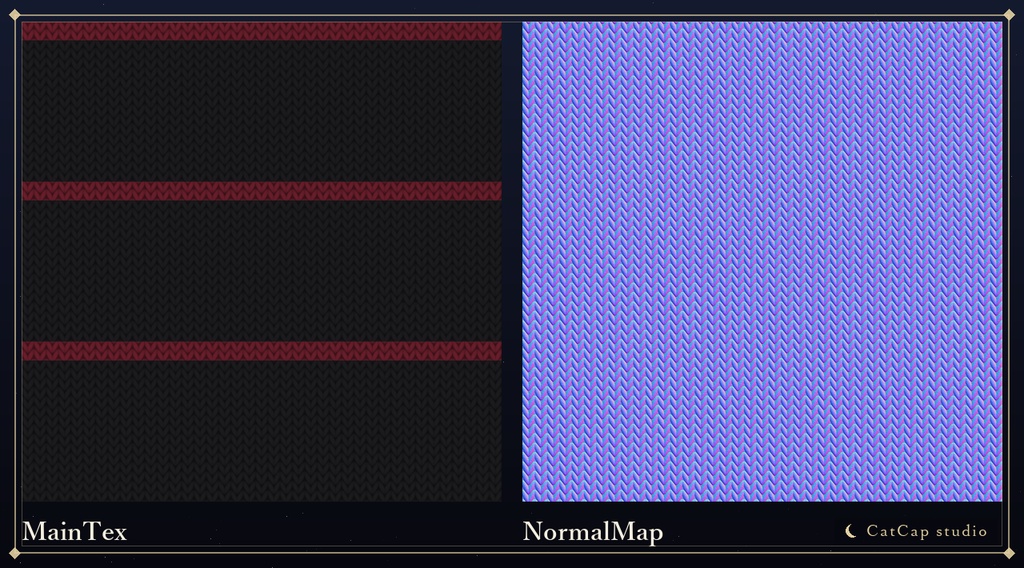 【シームレス】ブラックニット ボーダー生地 - Black Knit Border Fabric【VRChat/lilToon】